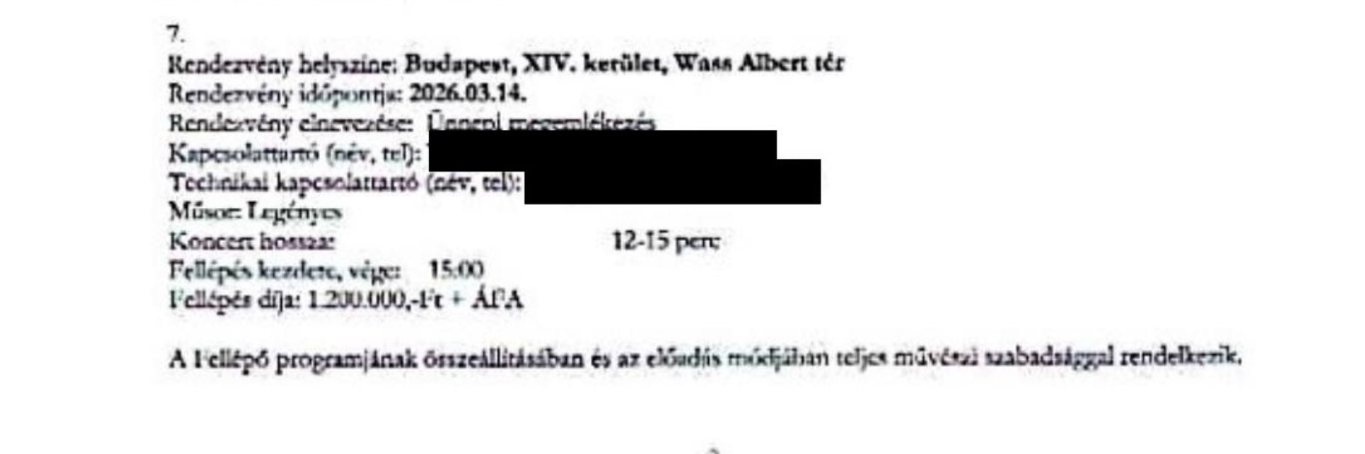 Tóth Gabi cégét NKA-s pénzből szerződtették egy március 14-ei ünnepi megemlékezésre a Wass Albert térre, ahol épp Radics Béla is kampányolt